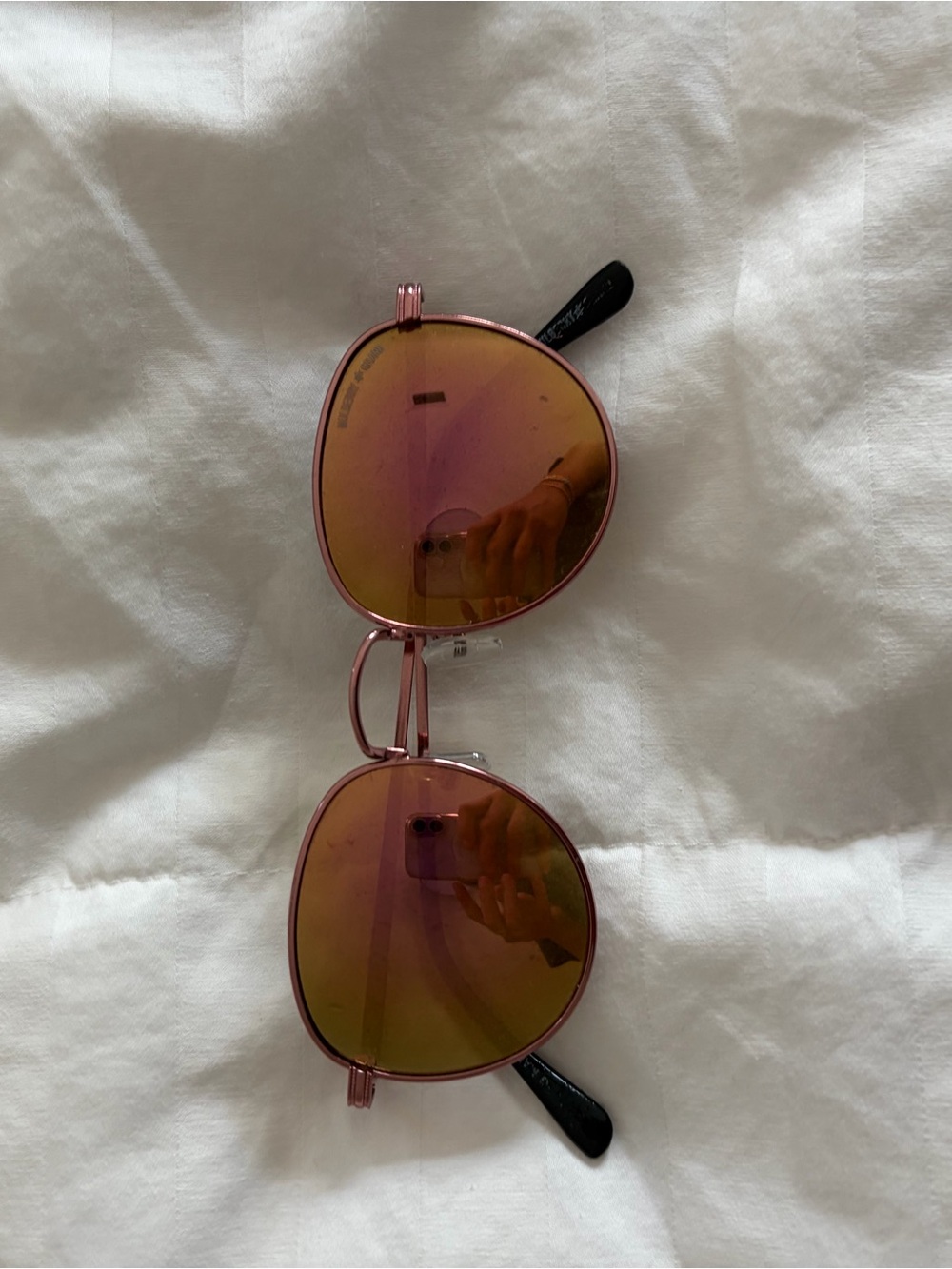 Pink Mirrored Round Sunglasses